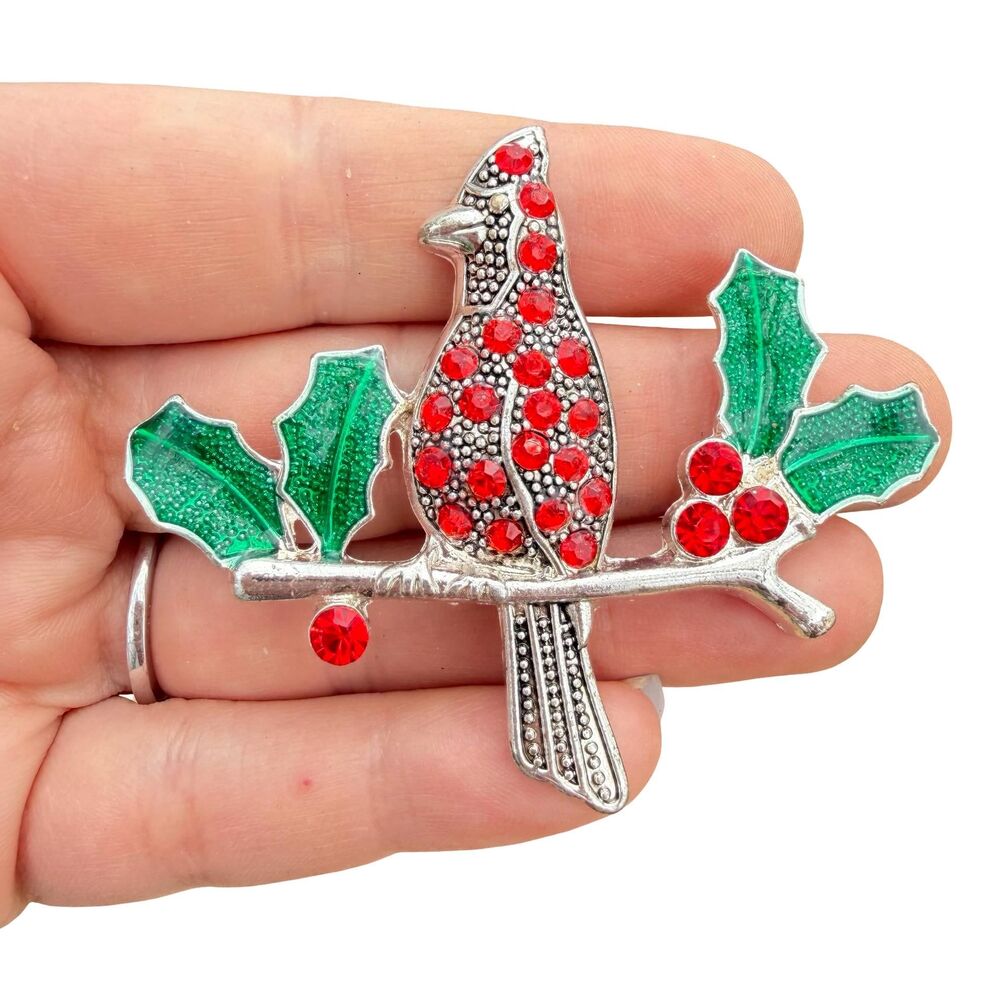 Vintage Jewelry Cardinal Brooch Red Bird Pin